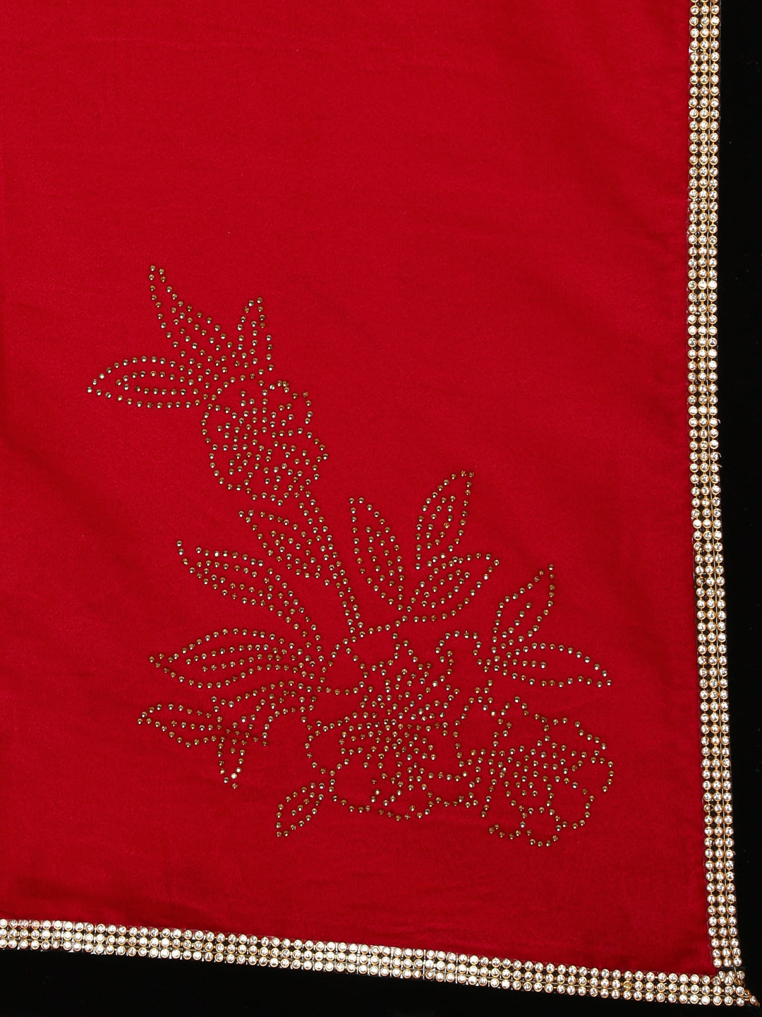 Crystal Embellished Micro Velvet Saree with Contrast Border
