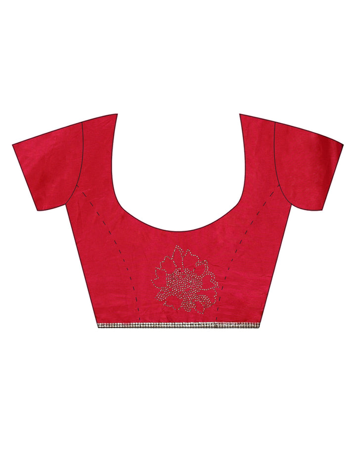 Crystal Embellished Micro Velvet Saree with Contrast Border