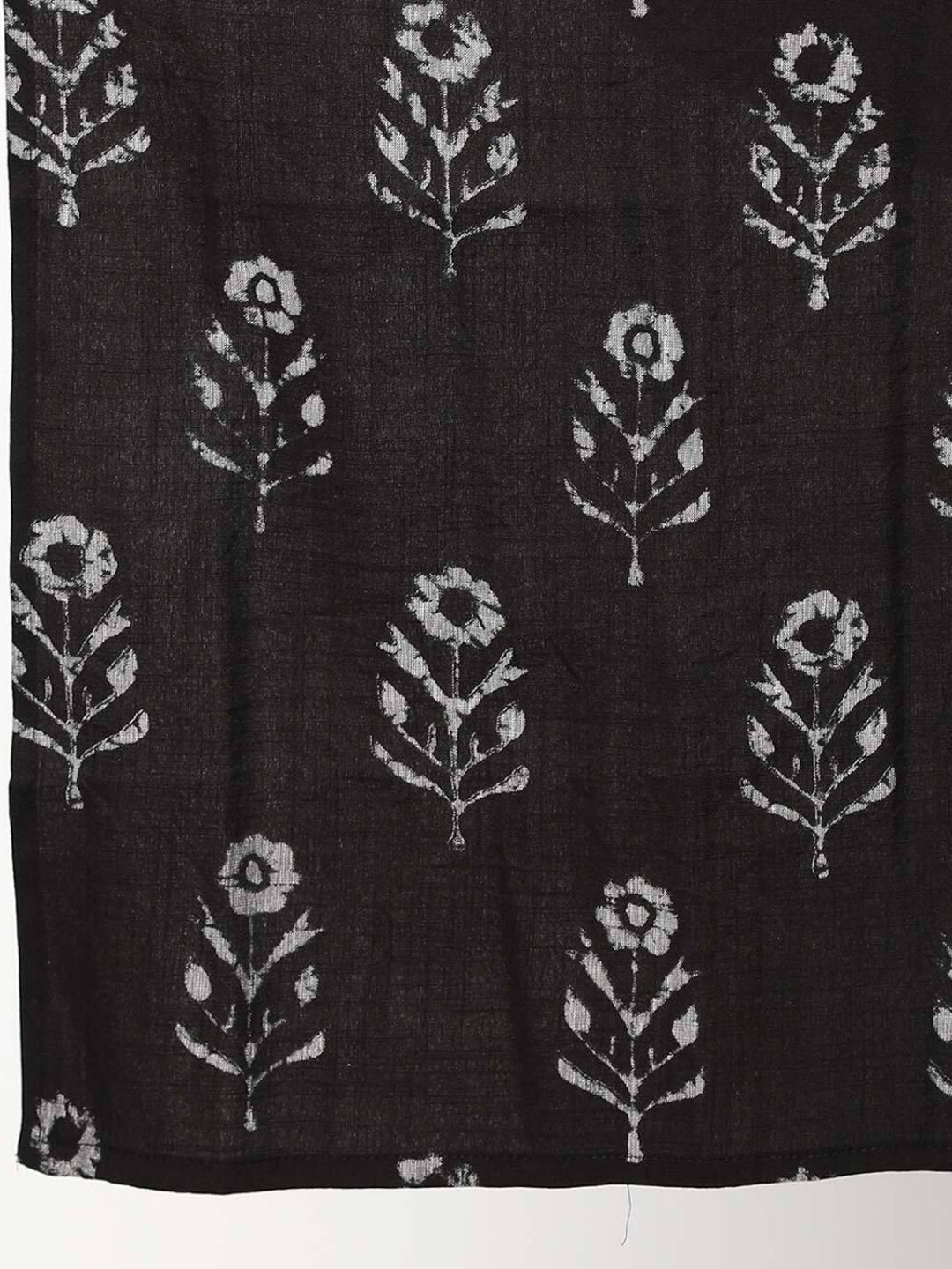 White & Black Batik Printed Cotton Kurta Sharara Set