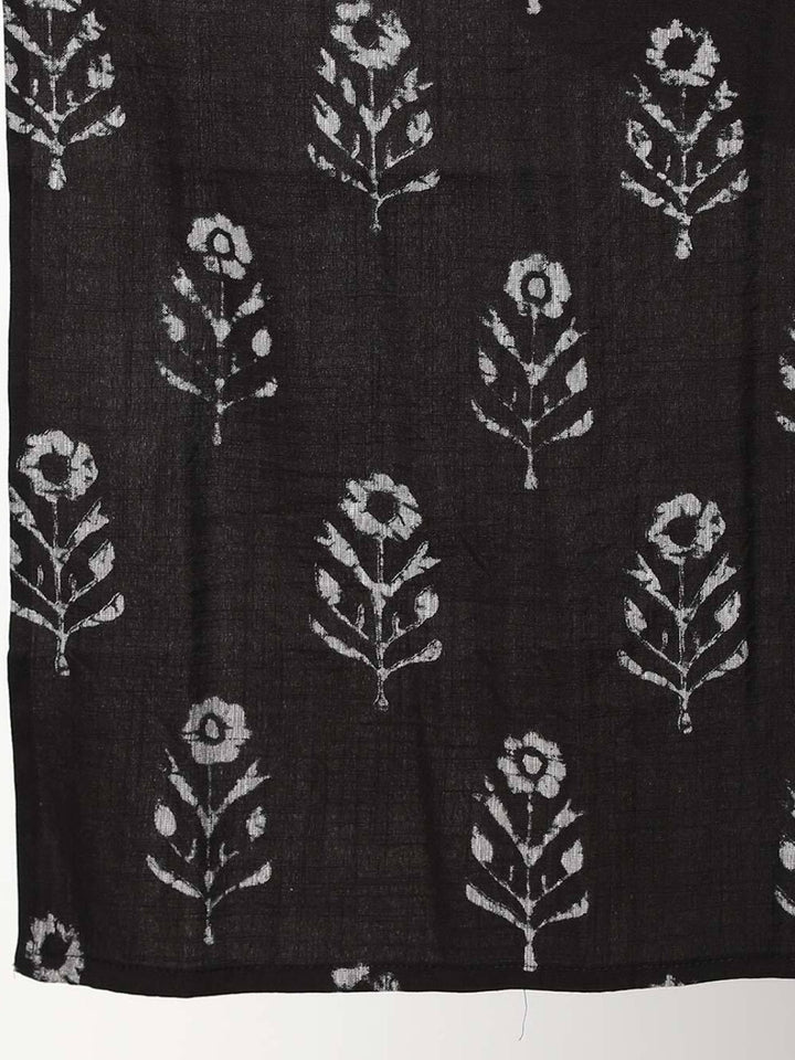 White & Black Batik Printed Cotton Kurta Sharara Set