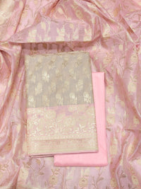 Chhabra 555 Banarasi Chanderi Dress Material with Contrast color Handloom weaving & Tasseled Dupatta