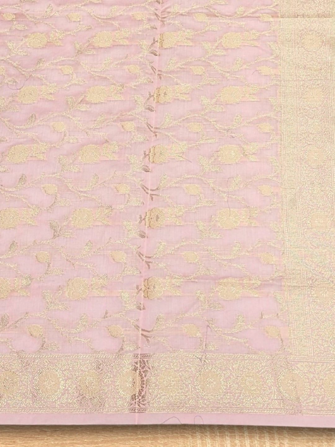 Banarasi Chanderi Dress Material with Contrast color Handloom weaving & Tasseled Dupatta