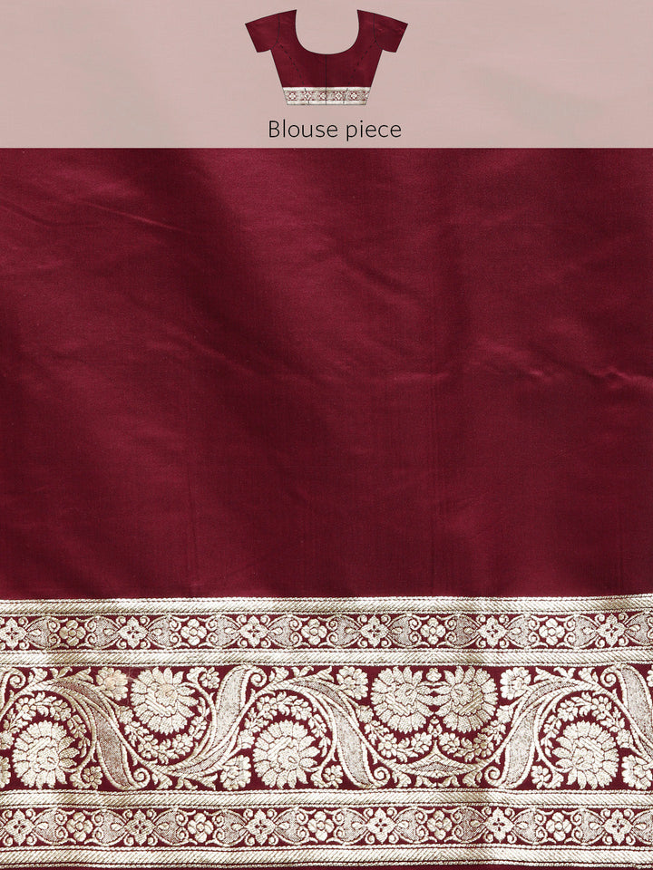 Maroon Bright Gold Zari Embellished Kanjeewaram Bridal Silk Saree