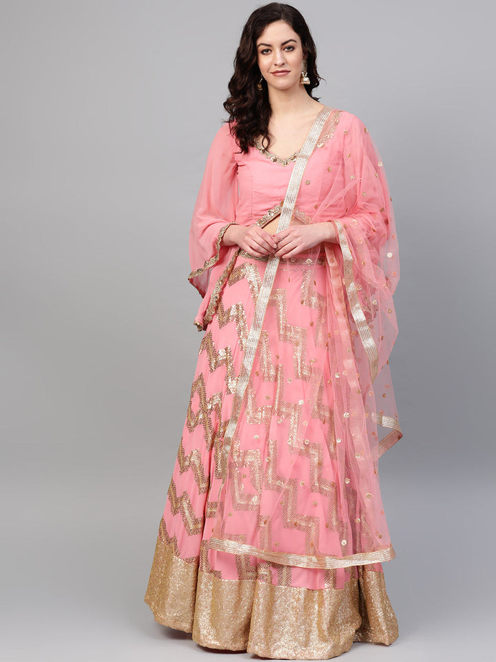 Embroidered Crop Top Lehenga with Flowy Bell Sleeves