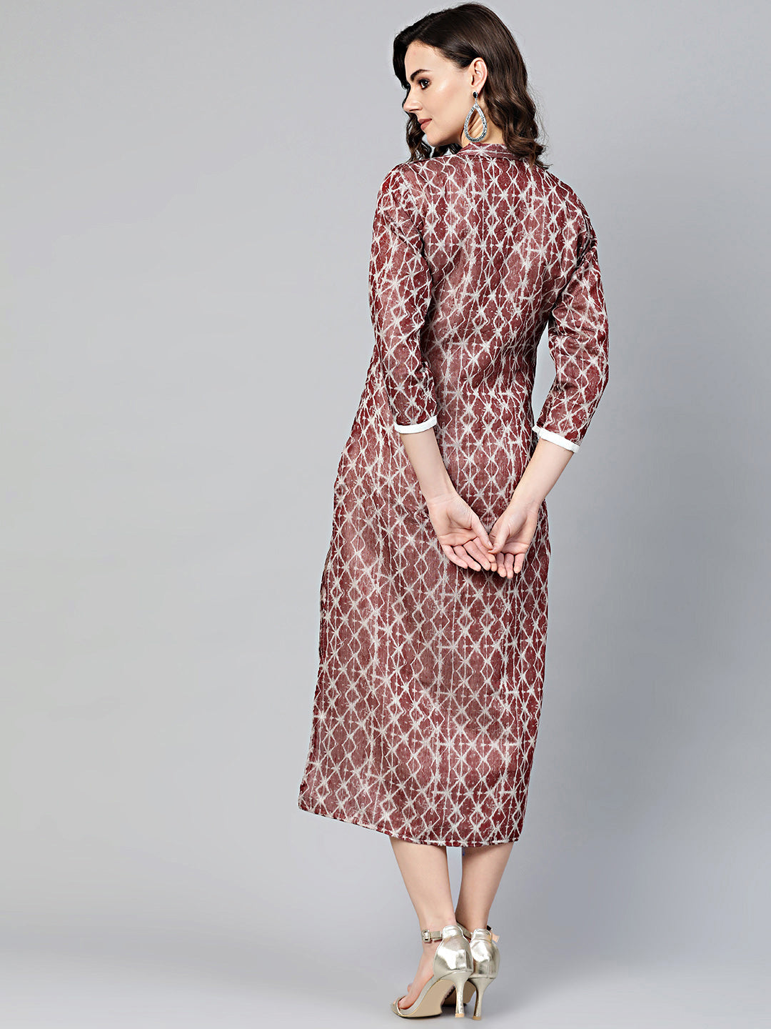 Printed Jacket Style Kurta Dress with Embroidered Inner