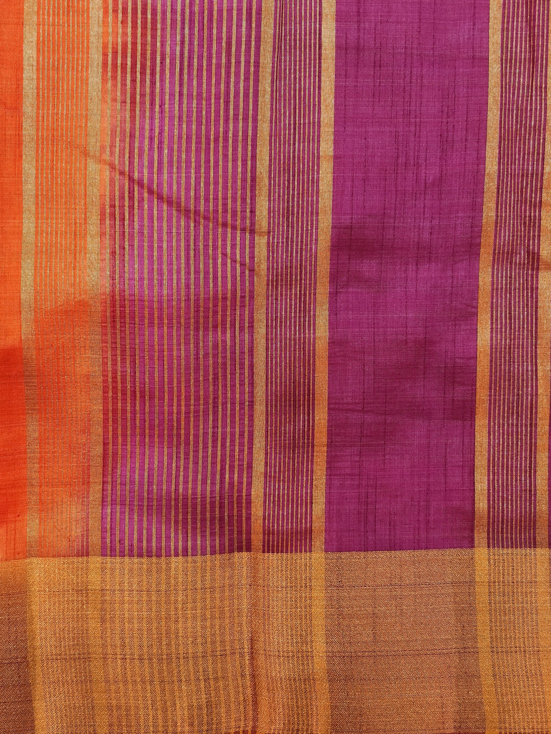 Chhabra 555 Banarasi Chanderi Silk Orange Saree with Thick Zari Border with Contrast Brocade Blouse