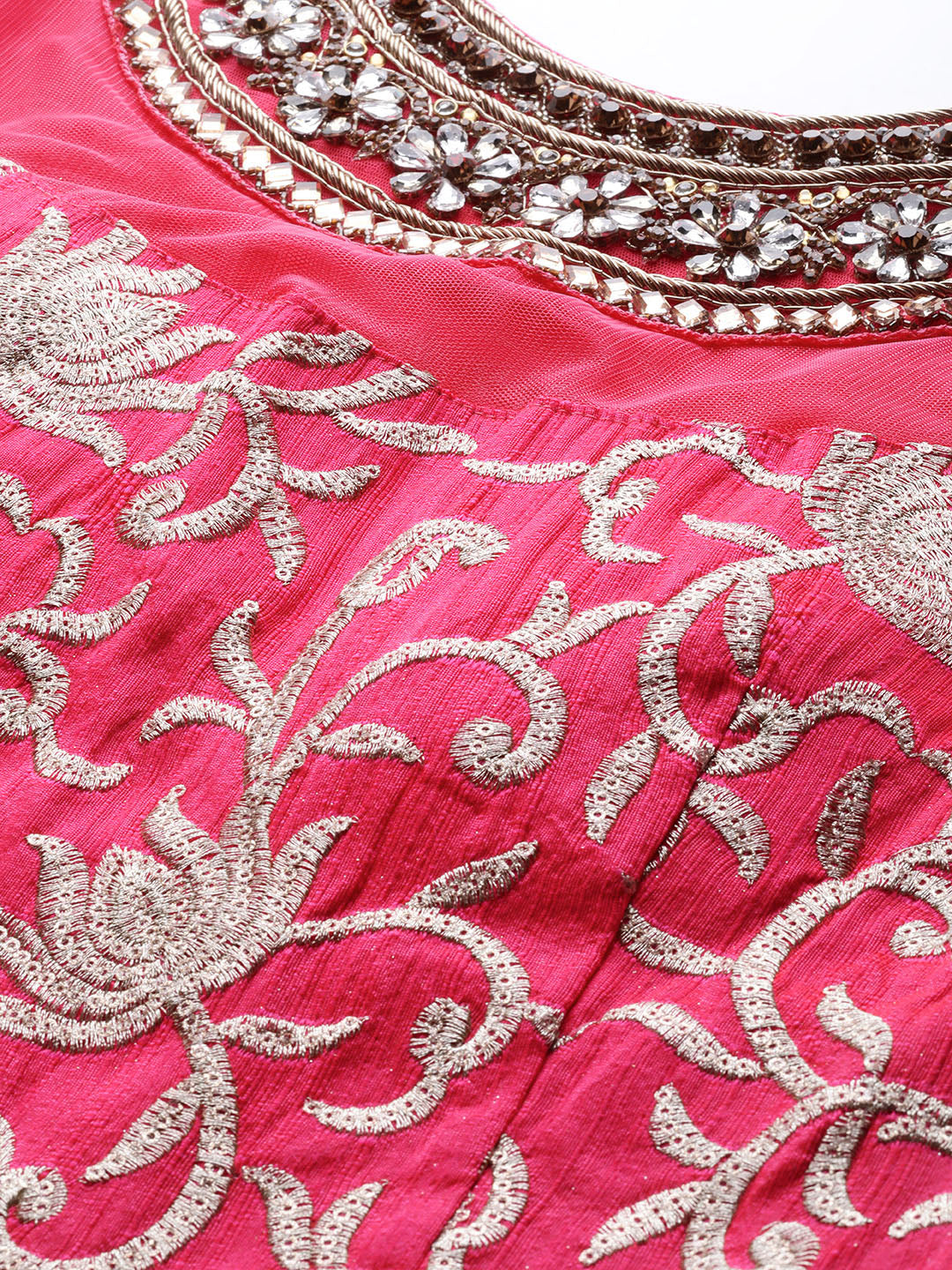 Made to Measure Anarkali Cocktail Gown with Embellished Neckline and Kasab Embroidery