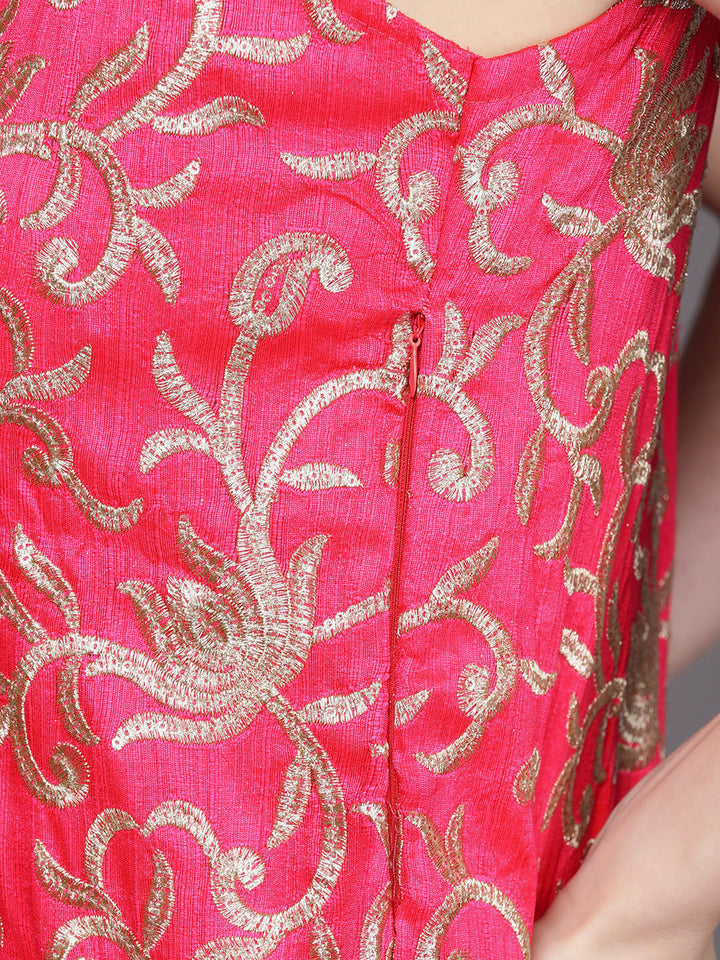 Made to Measure Anarkali Cocktail Gown with Embellished Neckline and Kasab Embroidery