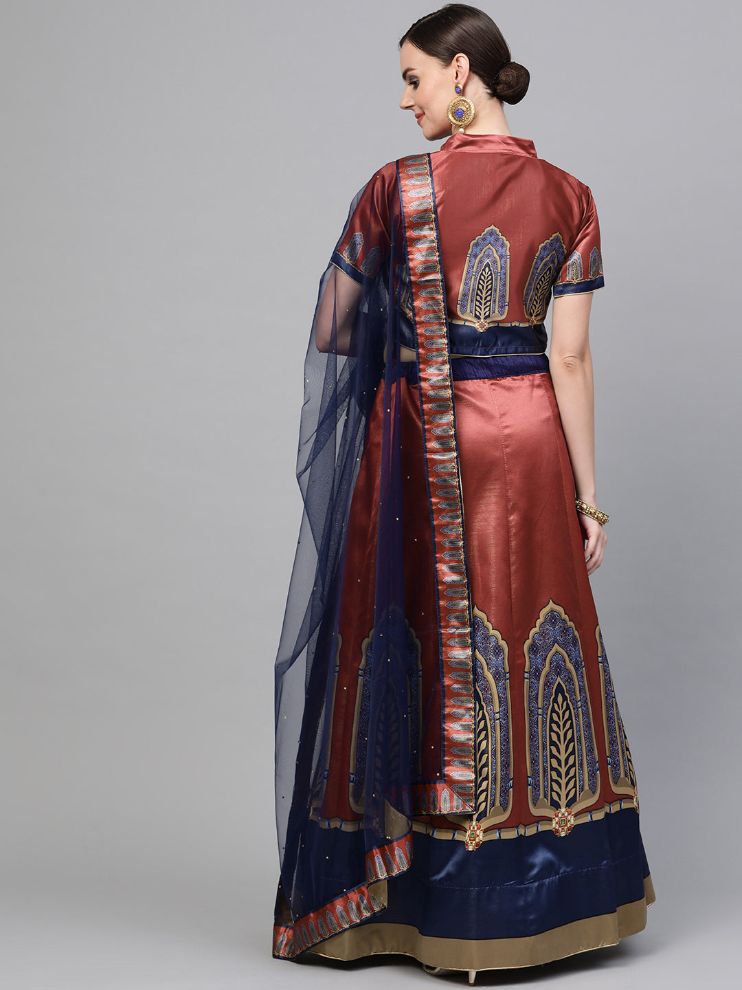 Digital Print Semi-stitched Lehenga with Embellished Dupatta