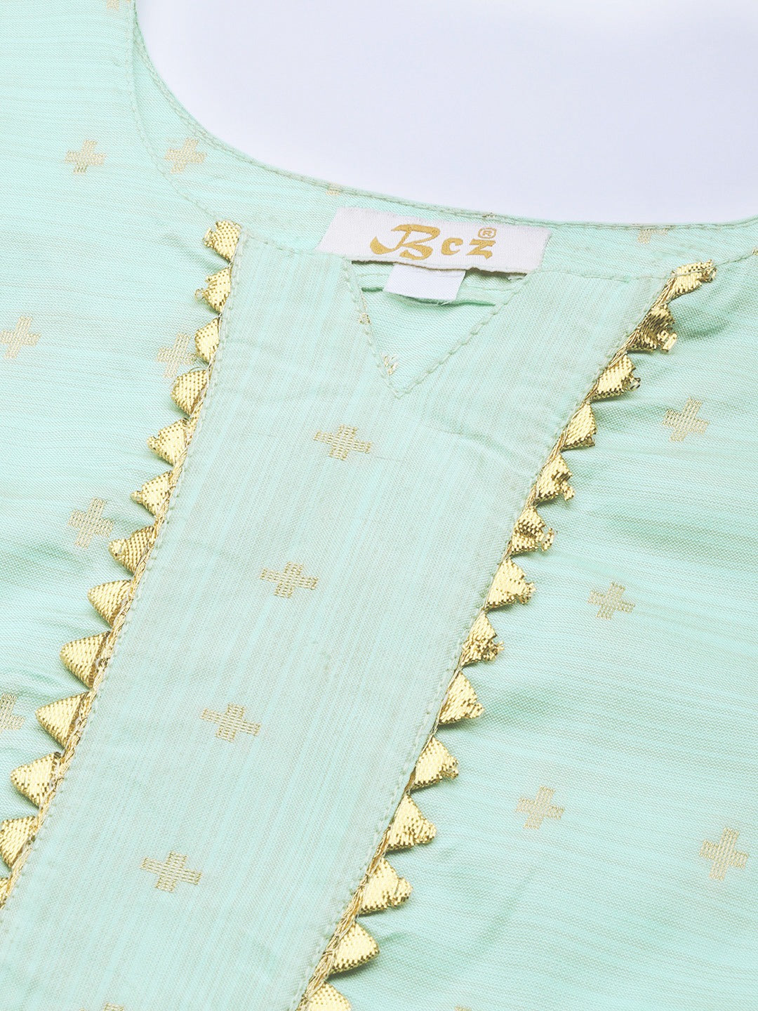 Made To Measure Fusion Woven Pastel Kurta Set with Gotta Patti Tassels & Pants