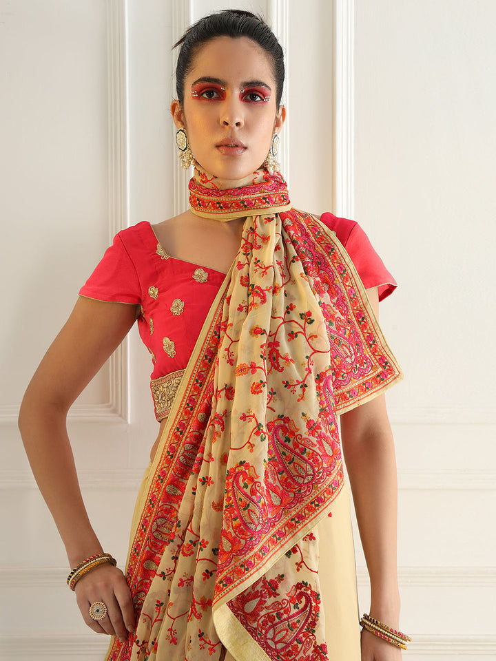 Multicolor Resham Embroidered Georgette Festive Saree