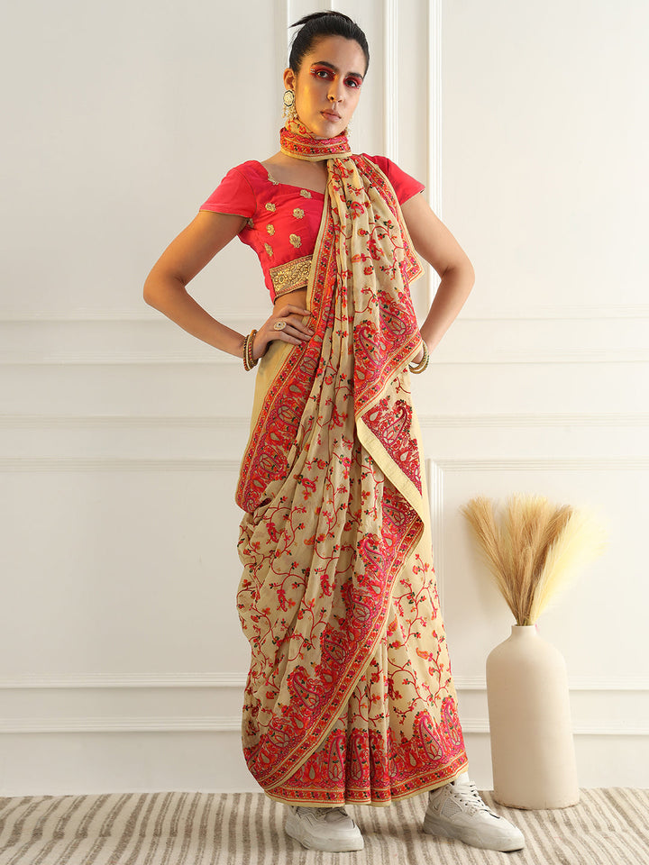 Multicolor Resham Embroidered Georgette Festive Saree