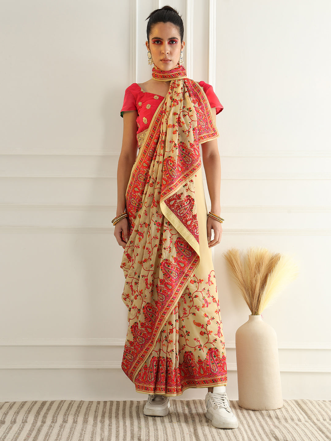 Multicolor Resham Embroidered Georgette Festive Saree