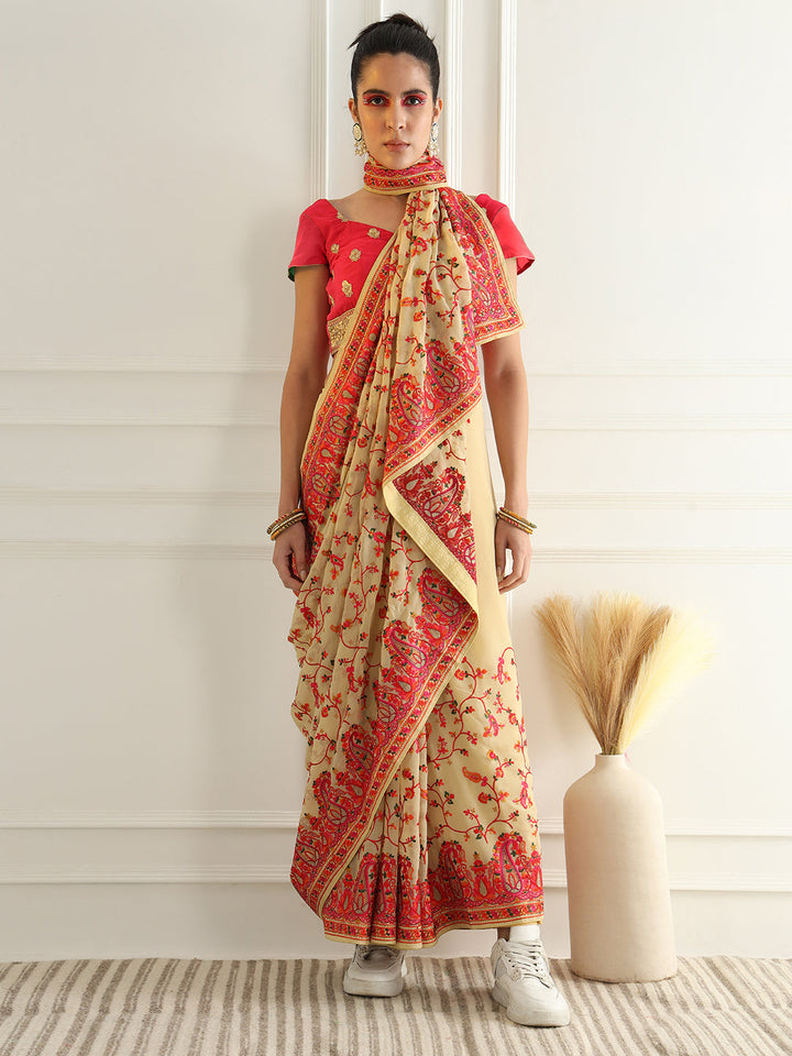 Multicolor Resham Embroidered Georgette Festive Saree