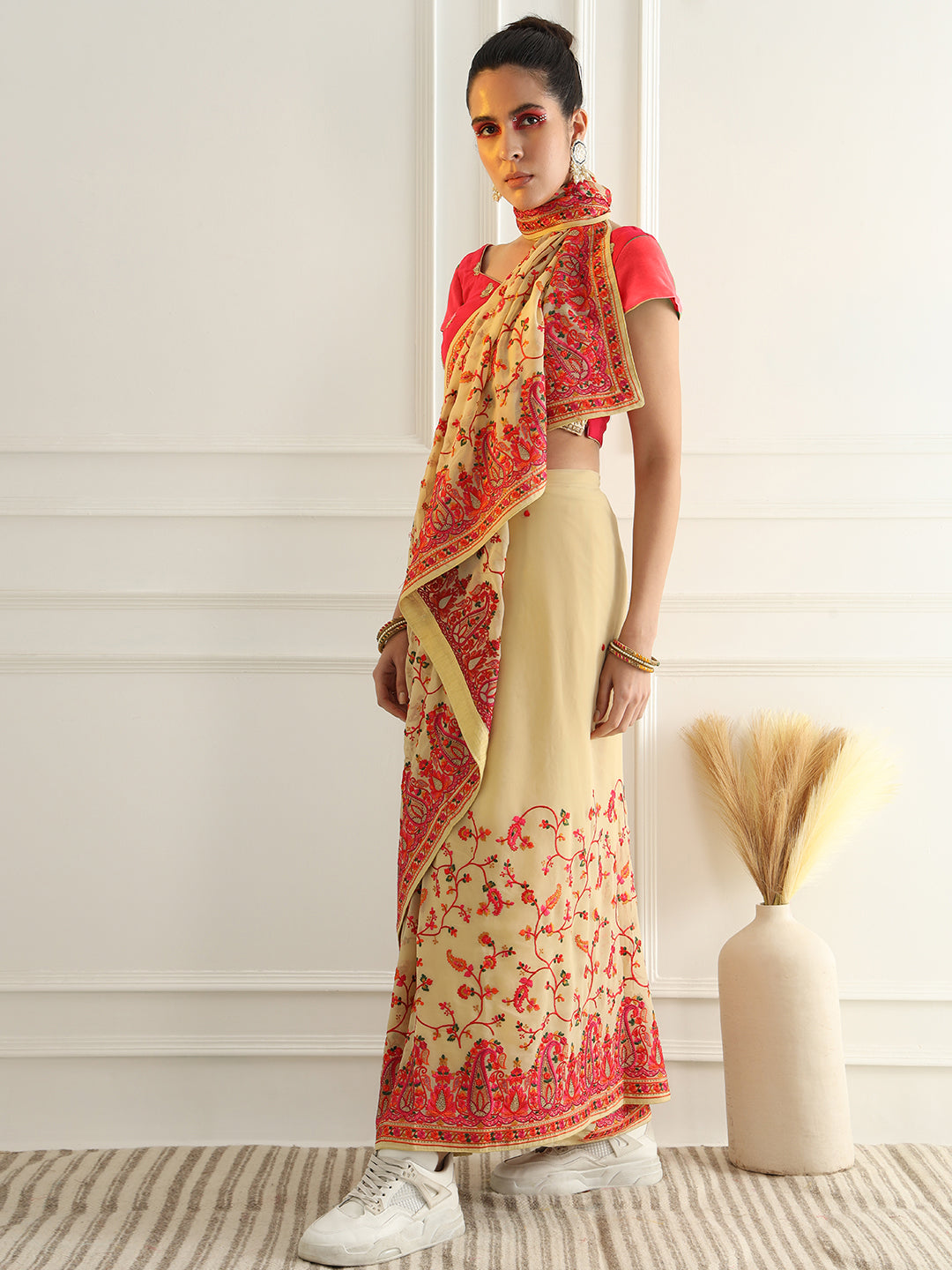 Multicolor Resham Embroidered Georgette Festive Saree