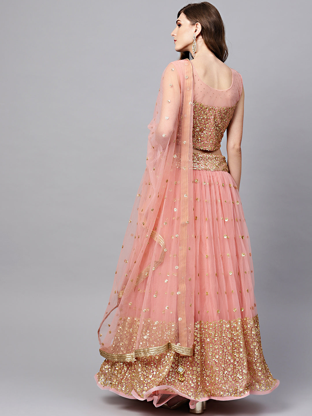Zircon Embroidered Crop Top Lehenga Set with Ruffled Hemline