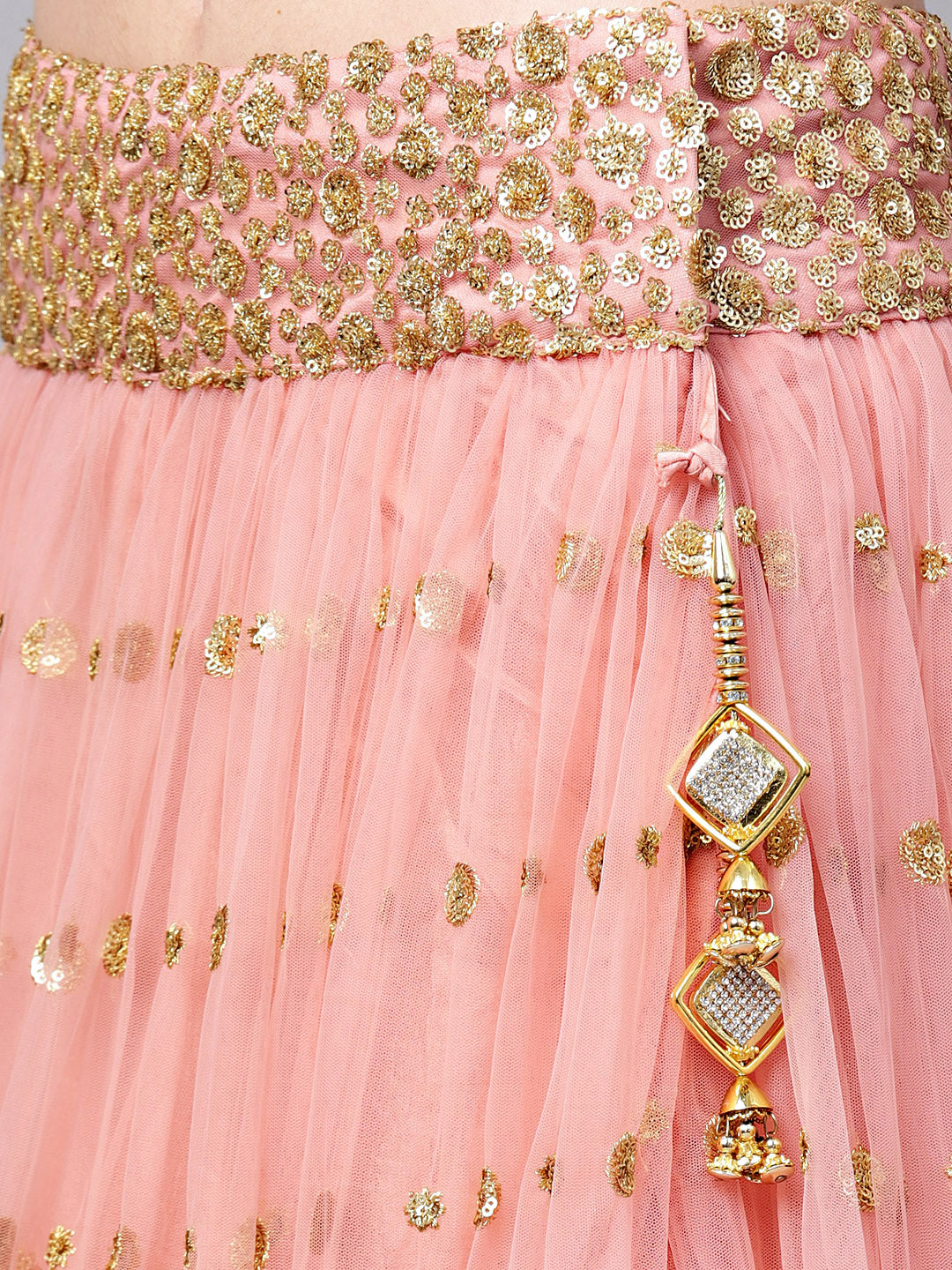Zircon Embroidered Crop Top Lehenga Set with Ruffled Hemline