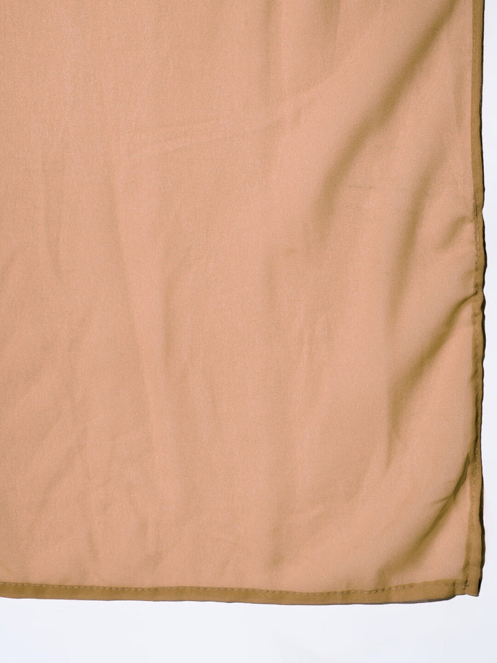 Pre-stitched Monotone Draped Saree with Pearl & Crystal Embroidered Necklace