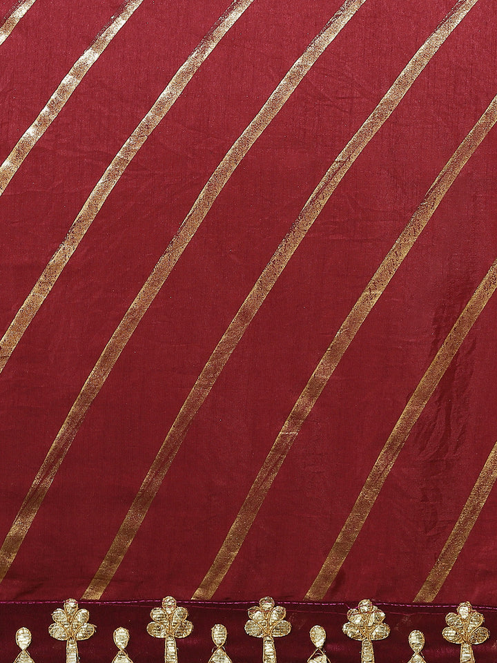 Foil print Saree with Gota Patti Embroidery Border & Matching Belt