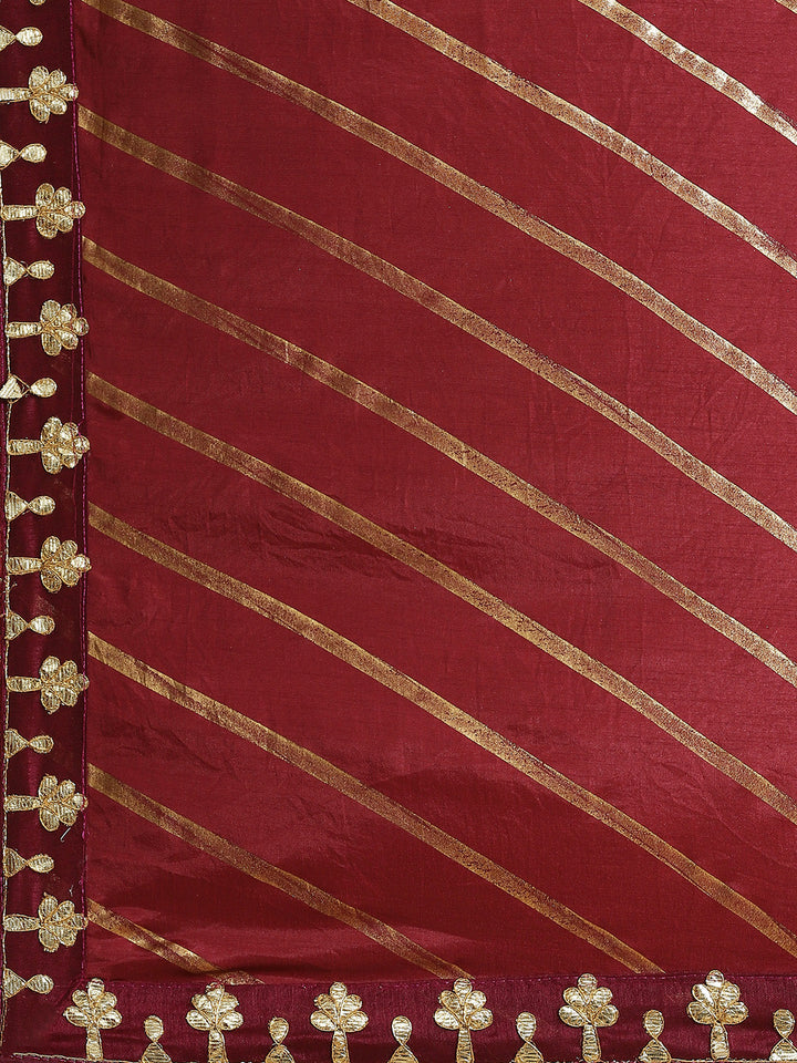 Foil print Saree with Gota Patti Embroidery Border & Matching Belt