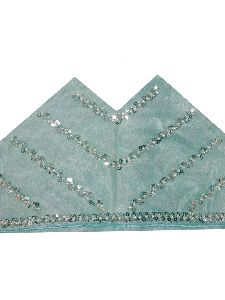 Sequin & Pearl Embroidered Silk Saree with Scalloped Border and Blouse Piece