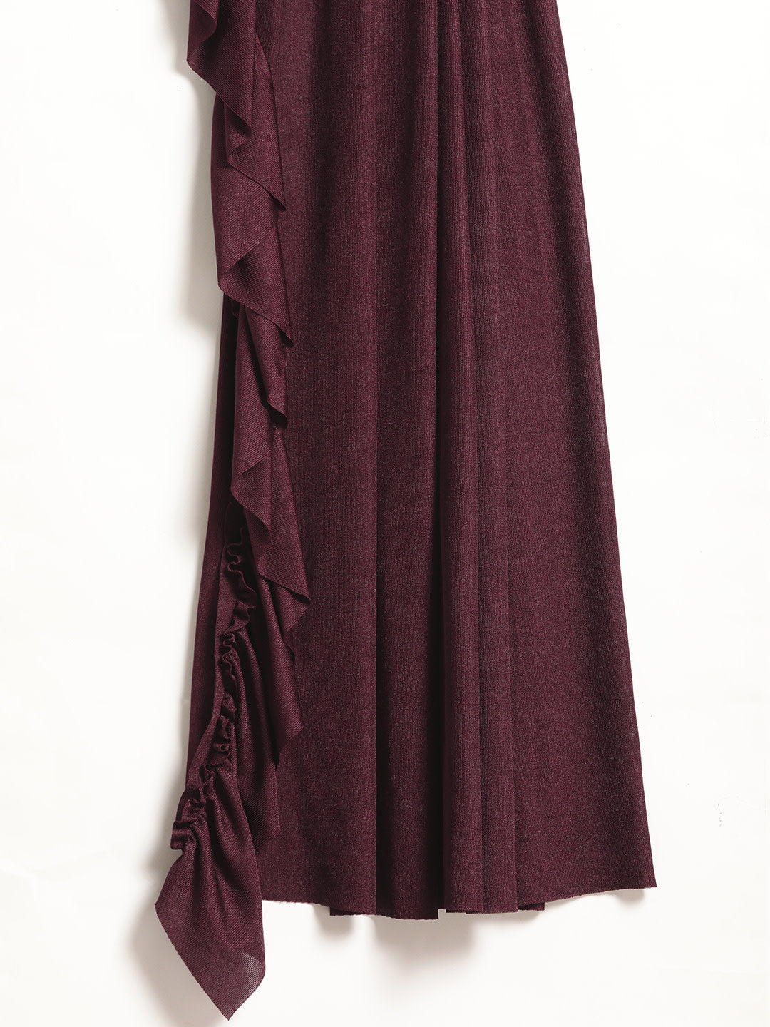 Ruffled Pre-Draped Lycra Saree with Black Tasseled Oxidized Embroidery Velvet Blouse
