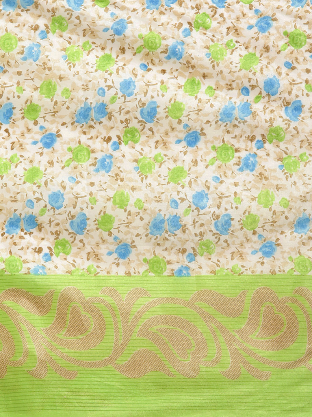 Printed Bhagalpuri Saree with Multicolor Floral and Paisley Motifs