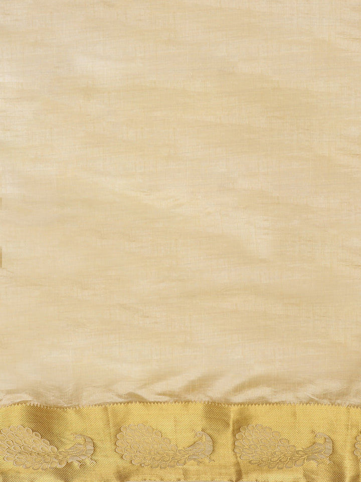 Dupion Silk saree with Peacock Motif Border