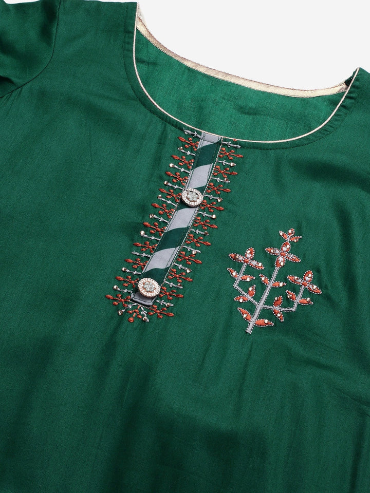 Cotton Stitched Kurta Sharara Set With Printed Gotta Pati Dupatta & Bell Sleeves