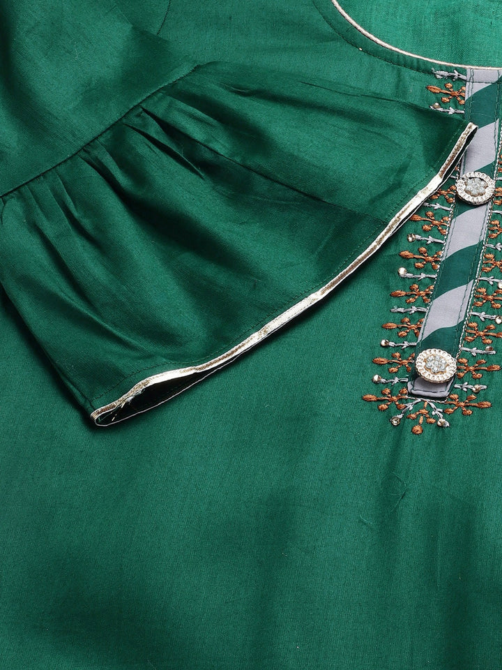 Cotton Stitched Kurta Sharara Set With Printed Gotta Pati Dupatta & Bell Sleeves