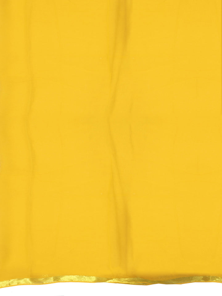 Yellow Chiffon "Binny" Style Saree with Zari Border and Brocade Blouse