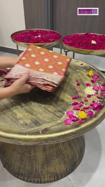 Pure Banarasi Satan Silk Saree in Magenta Pink with Zari Floral Buta and Meenakari Work