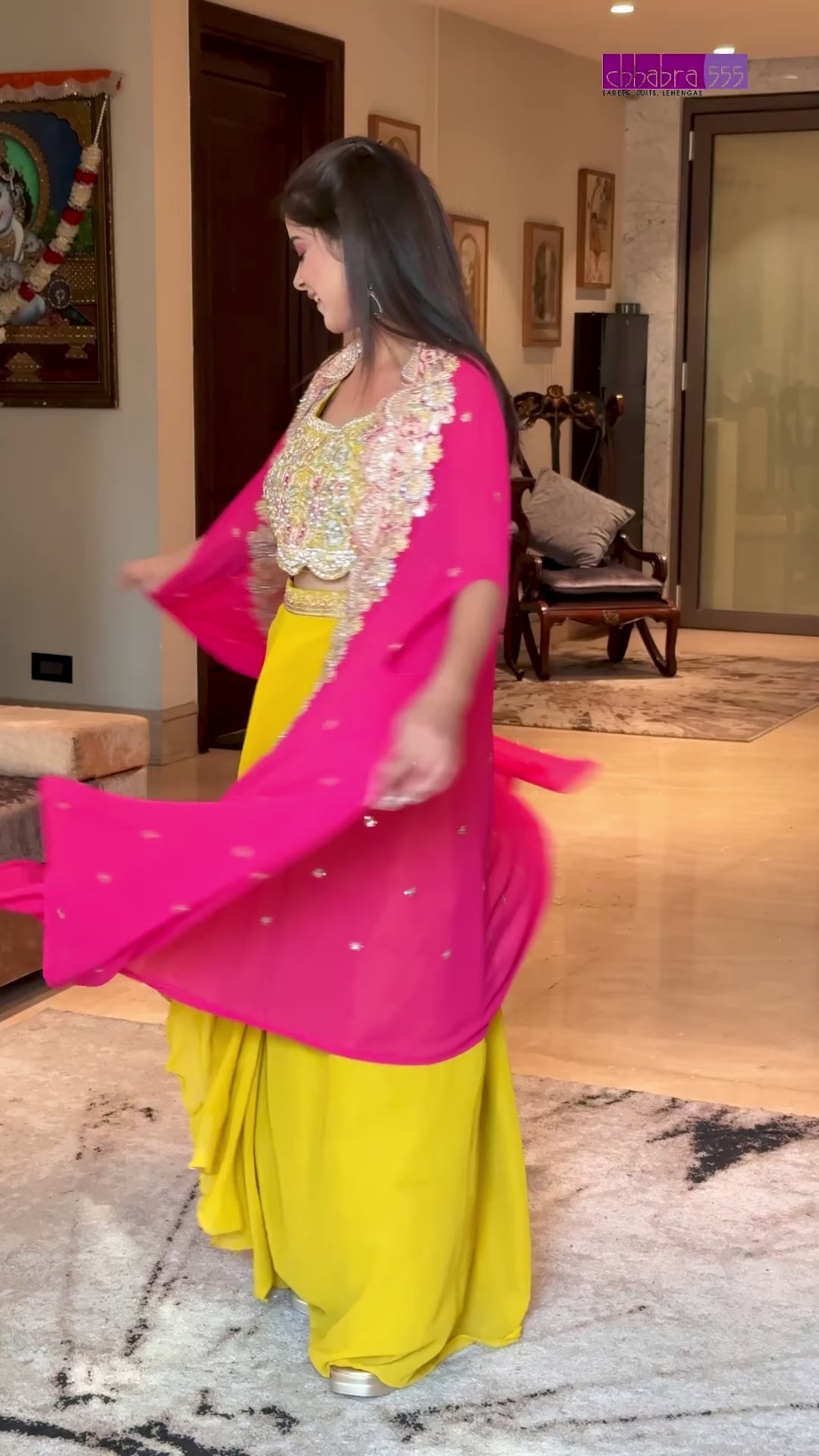 Silk Heavy Zari & Sequin Embroidered Crop Top with Dhoti