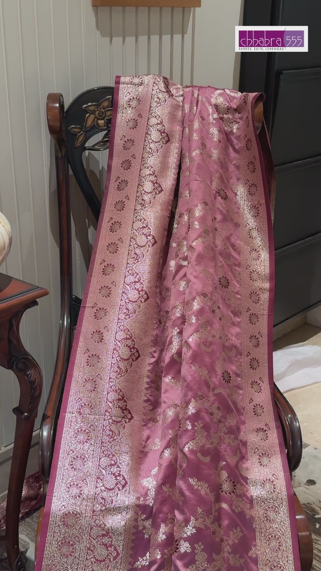 Banarasi Art Silk Saree with Gold Zari Floral Jaal & Dual Pattern Brocade Border