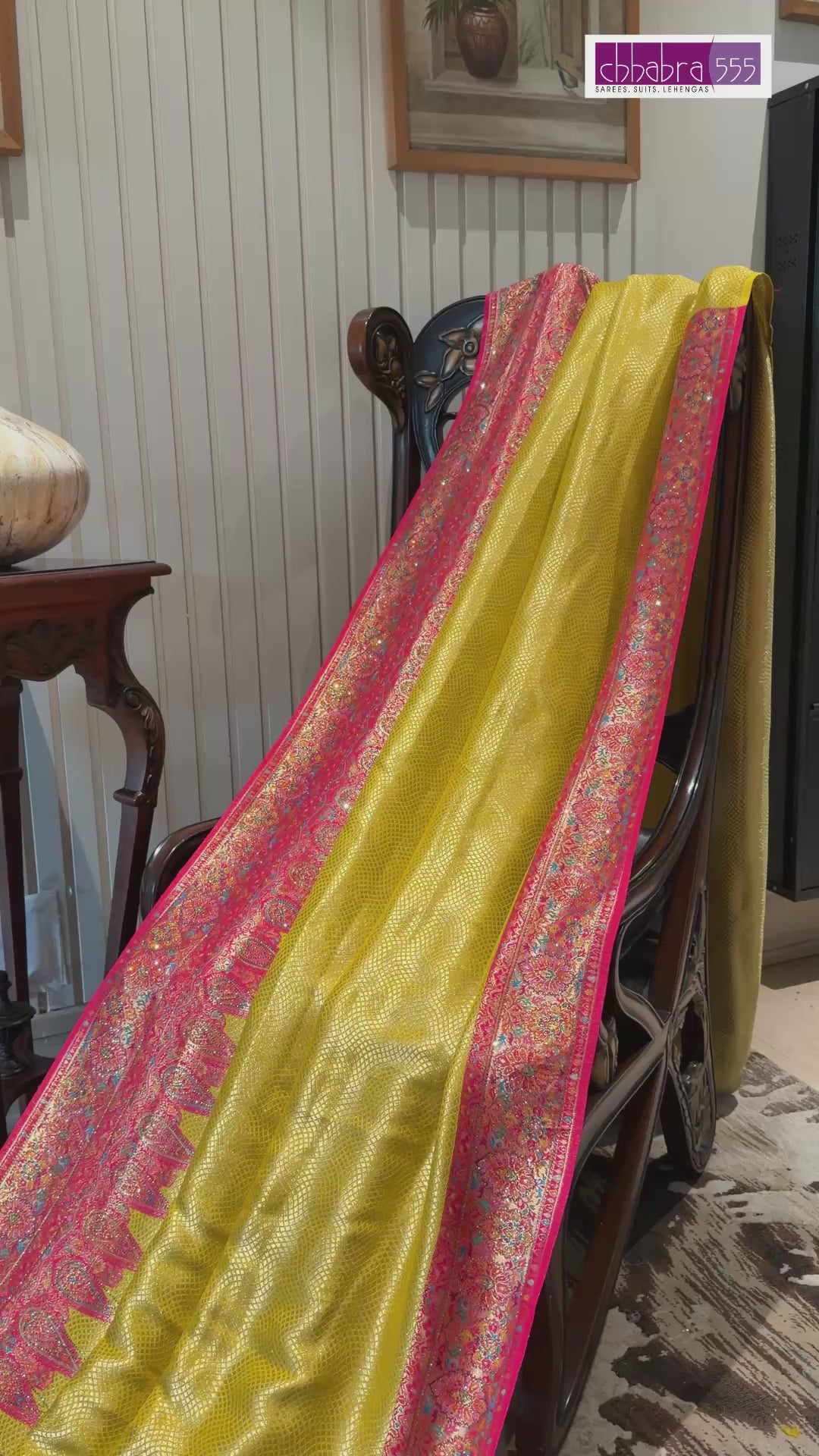 Yellow Saree with Red Ethnic Woven Pallu, Contrast Pink Border & Tassel Detailing