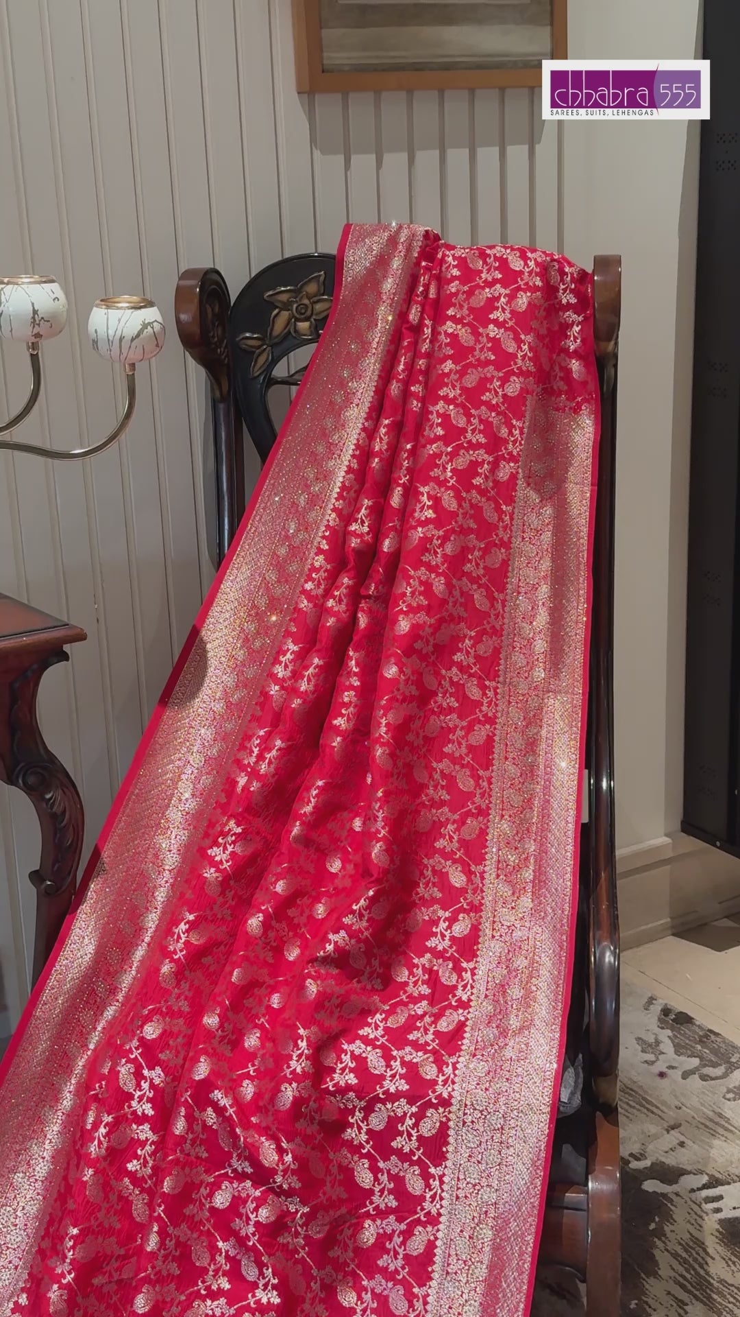 Banarasi Art Silk Saree with Gold Zari Floral Paisley Motifs & Brocade Border
