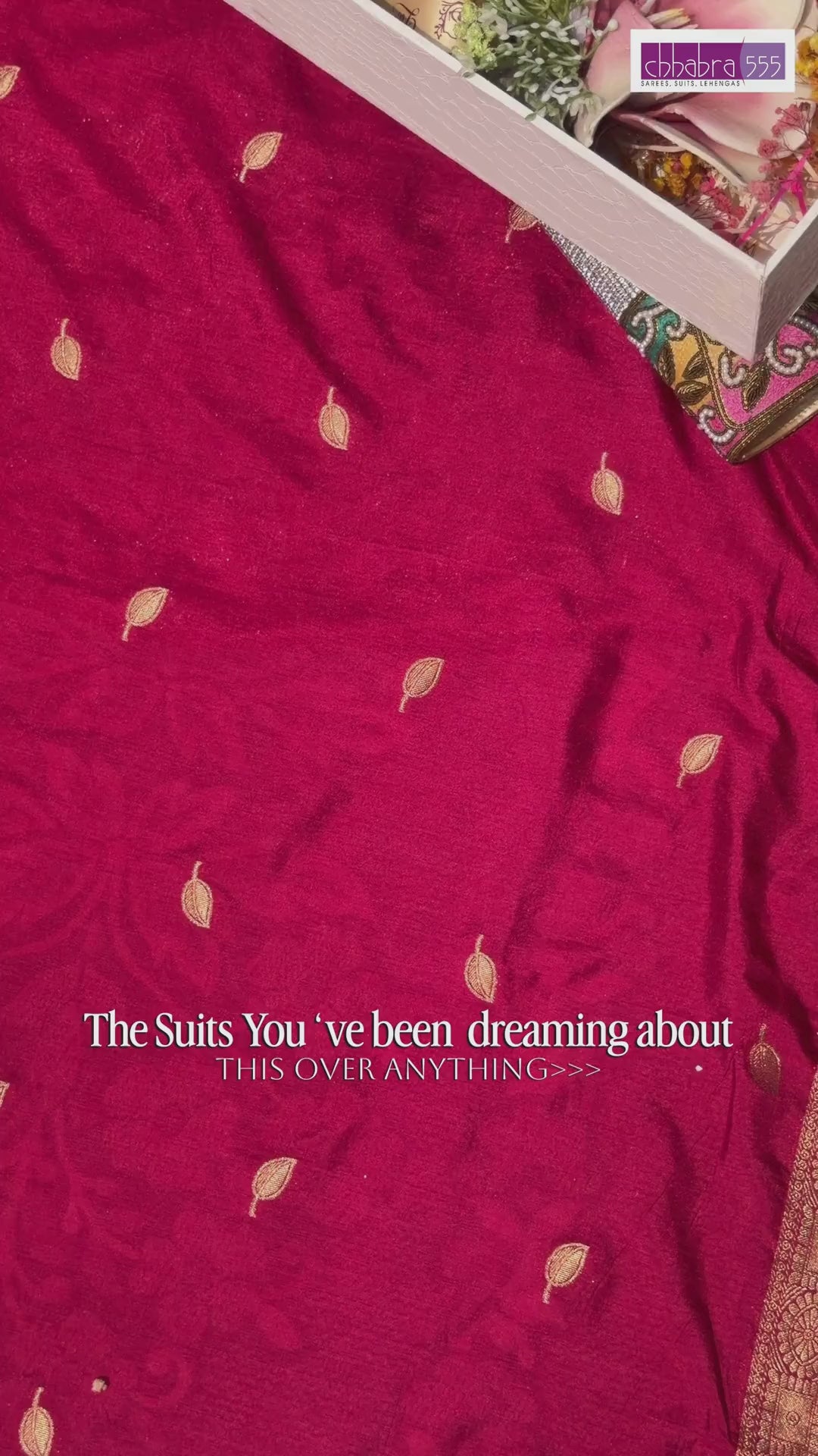 Banarasi Silk Dress Material Fabric Magenta