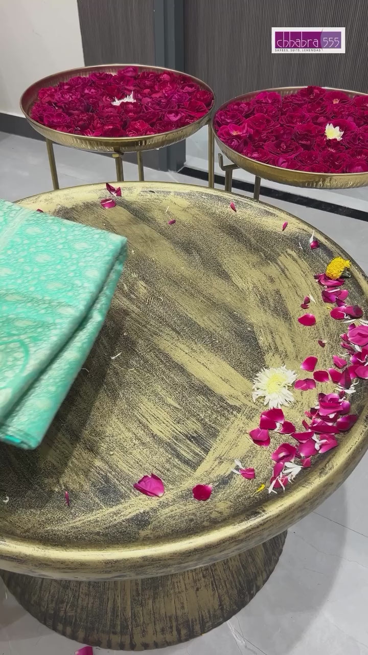 Banarasi Traditional Handloom Intricate Floral Motifs Zari Woven Satin Silk Saree