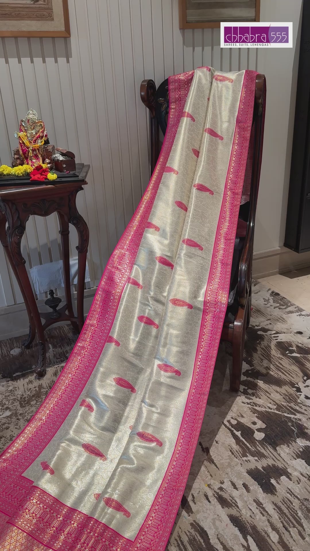 Banarasi Art Silk Saree with Paisley Motifs & Broad Woven Brocade Border