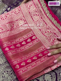 Banarasi Silk Zari Woven Saree with Sequin Border in Pink