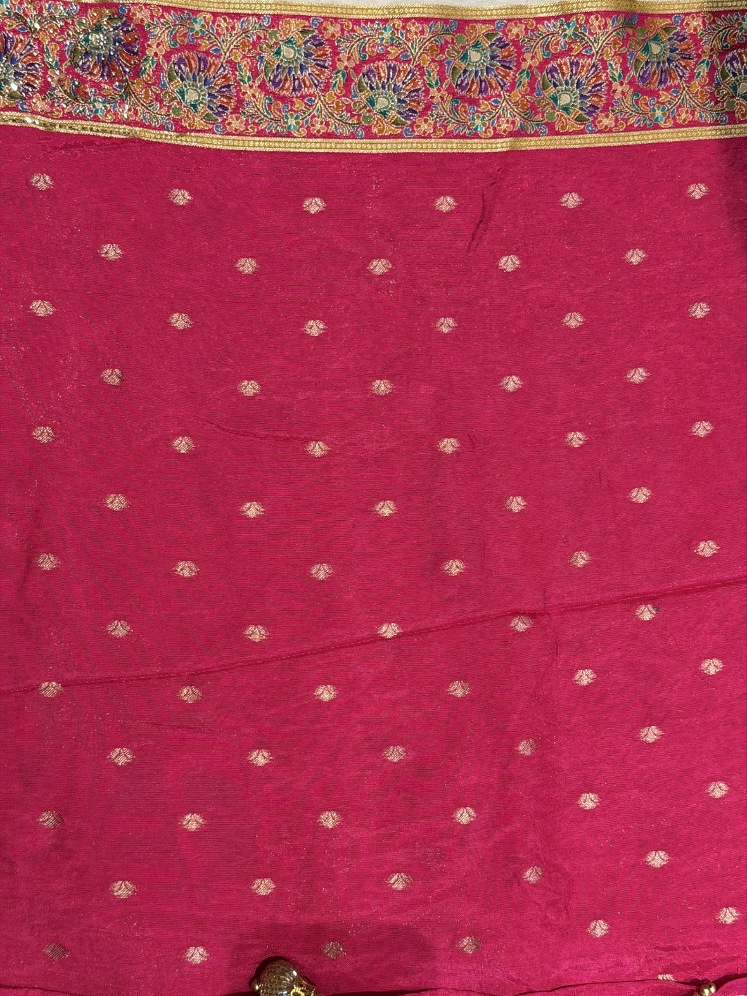 Georgette Heavy Multi-Thread & Sequin Embroidered Paisley & Floral Jaal Saree with Embroidered Border in Maroon