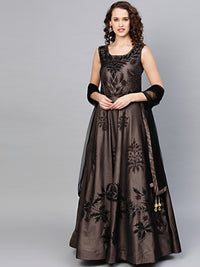 Chhabra 555 Made to Measure Anarkali Cocktail Gown with Resham Embroidery, Crystal embellishments and dupatta