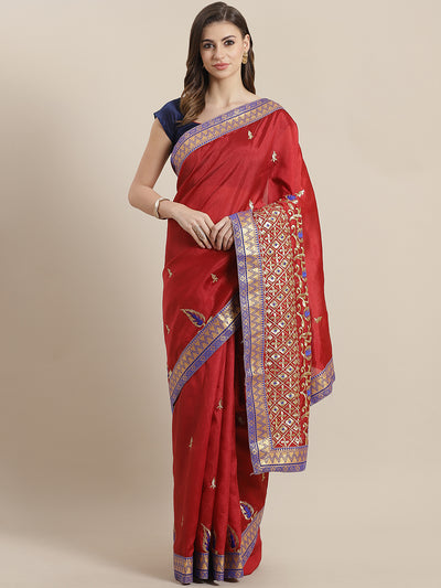 Chhabra 555 Banarasi Cotton Silk saree with Zari weaving Border and Zari and Resham Embroidery