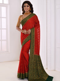Red Resham Woven Banarasi Pattern Mysore Georgette Saree