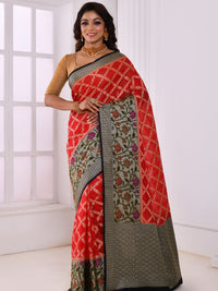 Red Zari Woven Embellished Banarasi Silk Saree
