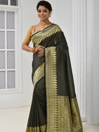 Black Golden Zari Woven Embellished Brocade Silk Saree