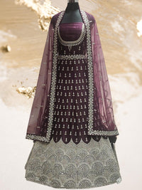 Purple Embroidered Bridal Lehenga Choli
