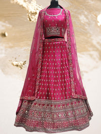 Pink Embroidered Mirror and Stone Work Lehenga Choli