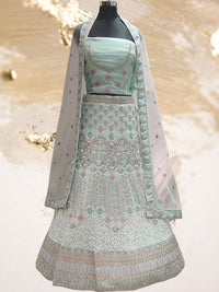 Sky Blue Embroidered Pastel Lehenga Choli