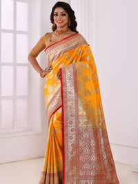Bright Mustard Yellow  Banarasi brocade Silk saree